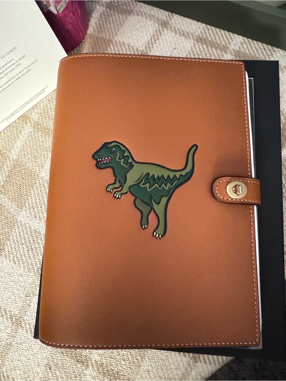 Brand New COACH Leather Notebook Cover, Notepad/Agenda with REXY Patch/Gift Box